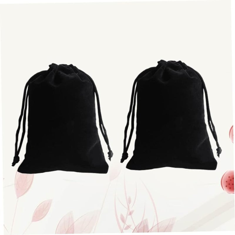 Black Velvet Drawstring Jewelry Pouches 2 Pack for Travel Display Wedding Party - Image 3